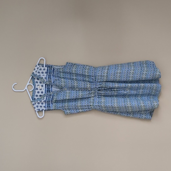 XS Gap Dress Side Pockets Drawstring Waist Blue White Green - Picture 1 of 11